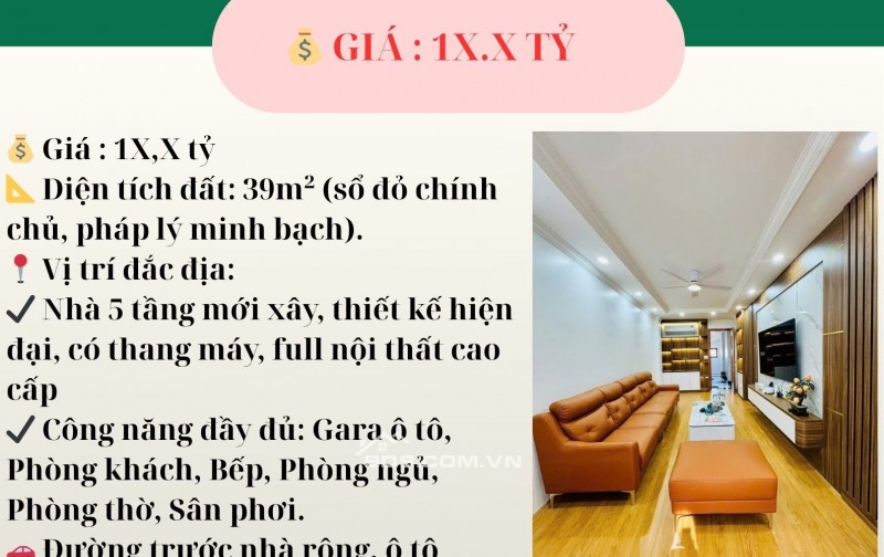  BÁN NHÀ MẶT ĐƯỜNG – MỚI XÂY – THANG MÁY – Ô TÔ TRÁNH – THANH TRÌ 